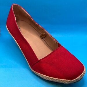 George Canvas Wedges Shoes For Women  Slip-On Comfortable, red size 9